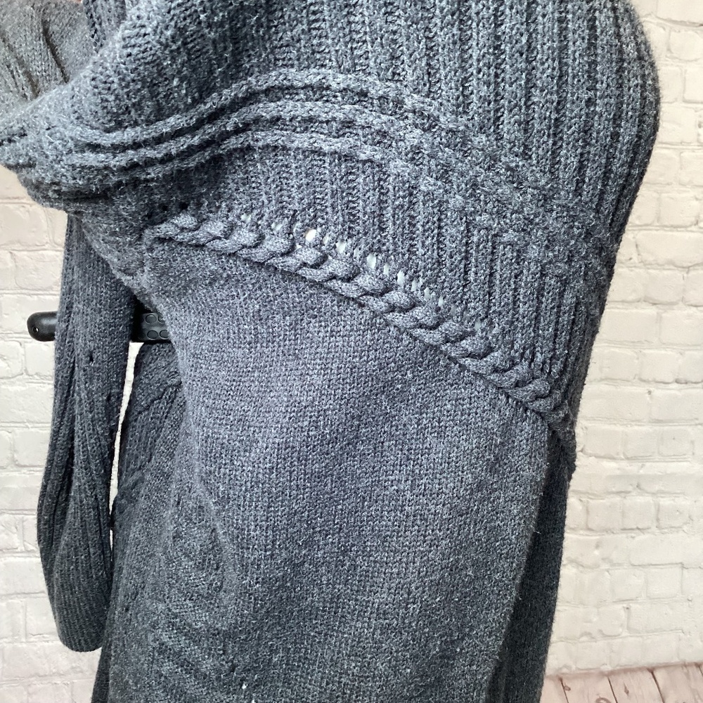1432. Ella Moss Charcoal Long Sleeve Sweater GUC Size L - Picture 2 of 6